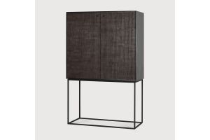 GROOVES CUPBOARD - VARNISHED TEAK - OFF BLACK - 2 DOORS - 2 INSIDE DRAWERS - 102 x 45 x 162	12250