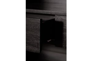 GROOVES CUPBOARD - VARNISHED TEAK - OFF BLACK - 2 DOORS - 2 INSIDE DRAWERS - 102 x 45 x 162	12250
