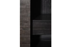 GROOVES CUPBOARD - VARNISHED TEAK - OFF BLACK - 2 DOORS - 2 INSIDE DRAWERS - 102 x 45 x 162	12250