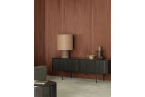 ROLLER MAX TV CUPBOARD - VARNISHED TEAK - OFF BLACK - 2 SLIDING DOORS - 162 x 45 x 10054