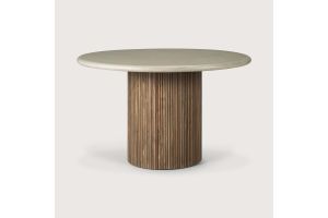 ROLLER MAX OUTDOOR TABLE - VARNISHED CONCRETE TOP - RECLAIMED TEAK BASE - LIGHT GREY - Ø125CM 11216