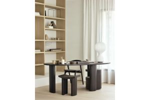 BOOMERANG DESK - VARNISHED MAHOGANY - DARK BROWN - PEBBLE SHAPE 200 x 100 x 76	35014