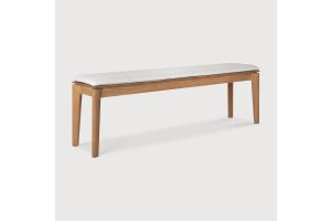 BOK OUTDOOR BENCH - TEAK - OFF WHITE FABRIC 