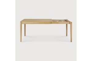 ETHNICRAFT BOK EXTENDABLE DINING TABLE - VARNISHED OAK - RECTANGULAR 120/180 X 90 X 76 55206