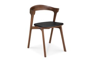 BOK DINING CHAIR - VARNISHED TEAK - BROWN - BLACK LEATHER 50 X 54 X 76 10685