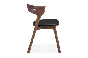 BOK DINING CHAIR - VARNISHED TEAK - BROWN - BLACK LEATHER 50 X 54 X 76 10685