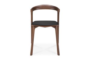 BOK DINING CHAIR - VARNISHED TEAK - BROWN - BLACK LEATHER 50 X 54 X 76 10685