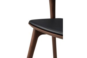 BOK DINING CHAIR - VARNISHED TEAK - BROWN - BLACK LEATHER 50 X 54 X 76 10685