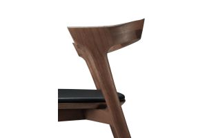 BOK DINING CHAIR - VARNISHED TEAK - BROWN - BLACK LEATHER 50 X 54 X 76 10685