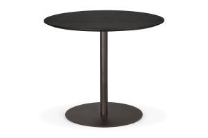 BLEND DINING TABLE - VARNISHED OAK TOP - BLACK - DARK BRONZE BASE - ROUND 90 X 90 X 76 51950