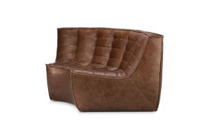 N701 MODULAR SOFA - CHESTNUT LEATHER - 90° ROUND CORNER 120 X 120 X 76 20293