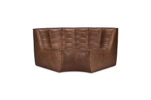 N701 MODULAR SOFA - CHESTNUT LEATHER - 90° ROUND CORNER 120 X 120 X 76 20293
