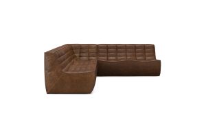 N701 MODULAR SOFA - CHESTNUT LEATHER - 90° SQUARE CORNER 91 X 91 X 76 20292
