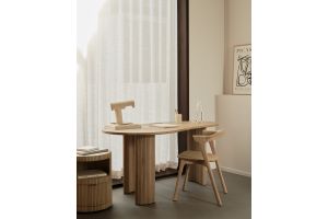 BOOMERANG DESK - VARNISHED OAK - PEBBLE SHAPE 160 X 83 X 76 50794