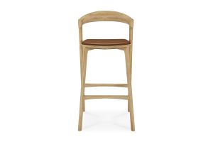 BOK BAR STOOL HIGH - VARNISHED OAK - COGNAC LEATHER 50 X 53 X 103 51563