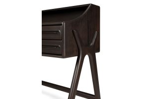 FLOW DESK - VARNISHED MAHOGANY - ROSE BROWN - 2 DRAWERS - RECTANGULAR 140 X 55 X 96 35089