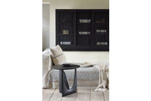 ETHNICRAFT OAK BLACK GEOMETRIC SIDE TABLE 51x51