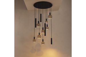 RIVA HANGLAMP Ø95 CM 12 LAMPEN PLATINUM
