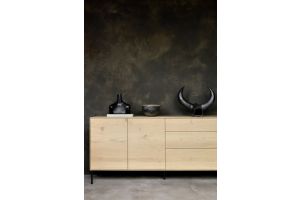 ETHNICRAFT WHITEBIRD SIDEBOARD 2 DOORS - 3 DRAWERS 180x45x80 WITH BLACK METAL LEGS 51468
