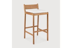 ETHNICRAFT JACK OUTDOOR BAR STOEL TEAK OFF WHITE FABRIC 10426 