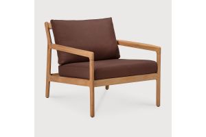 ETHNICRAFT JACK OUTDOOR LOUNGE STOEL TEAK BURGUNDY FABRIC 76X90X73 10430