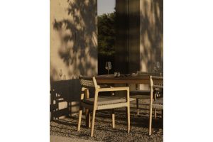 ETHNICRAFT JACK WOVEN OUTDOOR DINING CHAIR BEIGE CORD - SILK FABRIC WITH ARMS 56 x 60 x 81 10340