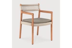 ETHNICRAFT JACK WOVEN OUTDOOR DINING CHAIR BEIGE CORD - SILK FABRIC WITH ARMS 56 x 60 x 81 10340