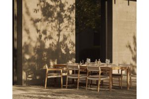 ETHNICRAFT JACK WOVEN OUTDOOR DINING CHAIR BEIGE CORD - SILK FABRIC WITH ARMS 56 x 60 x 81 10340