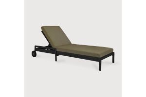 ETHNICRAFT JACK OUTDOOR VERSTELBAAR LIGBED TEAK BLACK - GREEN FABRIC 216 x 84 x 34 10345