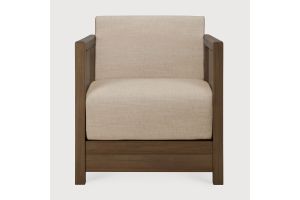 ROAN LOUNGE CHAIR - VARNISHED TEAK WILD BROWN - FLAX FABRIC 10831