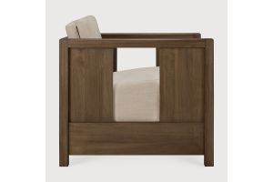 ROAN LOUNGE CHAIR - VARNISHED TEAK WILD BROWN - FLAX FABRIC 10831