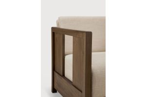 ROAN LOUNGE CHAIR - VARNISHED TEAK WILD BROWN - FLAX FABRIC 10831