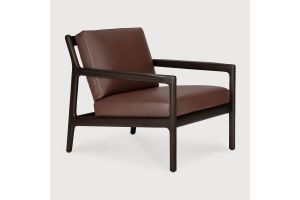 JACK LOUNGE CHAIR - VARNISHED MAHOGANY BURGUNDY LEATHER 69 x 87 x 74 35106