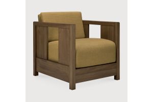ROAN LOUNGE CHAIR - VARNISHED TEAK AMBER FABRIC 60 x 70 x 65 10832 