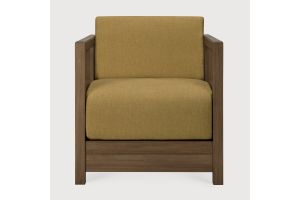 ROAN LOUNGE CHAIR - VARNISHED TEAK AMBER FABRIC 60 x 70 x 65 10832 