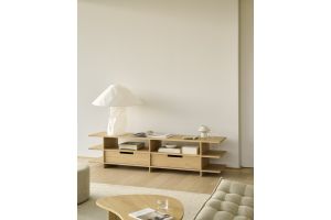 KABUKI TV CUPBOARD - VARNISHED OAK 2 DRAWERS 200 x 45 x 48 CM 51792