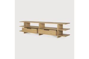 KABUKI TV CUPBOARD - VARNISHED OAK 2 DRAWERS 200 x 45 x 48 CM 51792