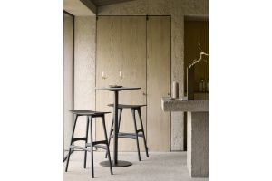 BLEND BAR TABLE MUSCIO LEATHER TOP BRONZE BASE 21577 70 x 70 x 108 CM