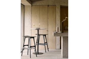 BLEND BAR TABLE MICROCEMENT OFF WHITE TOP TOP BRONZE BASE 26517 70 x 70 x 108