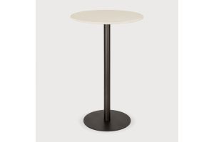 BLEND BAR TABLE MICROCEMENT OFF WHITE TOP TOP BRONZE BASE 26517 70 x 70 x 108