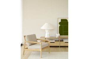 JACK LOUNGE CHAIR - VARNISHED OAK - IVORY FABRIC 50493