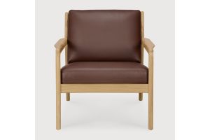 JACK LOUNGE CHAIR - VARNISHED OAK - BURGUNDY LEATHER 50494 69 x 87 x 74 CM