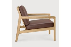 JACK LOUNGE CHAIR - VARNISHED OAK - BURGUNDY LEATHER 50494 69 x 87 x 74 CM