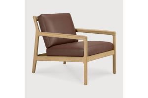 JACK LOUNGE CHAIR - VARNISHED OAK - BURGUNDY LEATHER 50494 69 x 87 x 74 CM