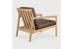 JACK LOUNGE CHAIR - VARNISHED OAK - BURGUNDY LEATHER 50494 69 x 87 x 74 CM