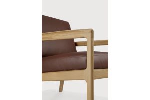 JACK LOUNGE CHAIR - VARNISHED OAK - BURGUNDY LEATHER 50494 69 x 87 x 74 CM