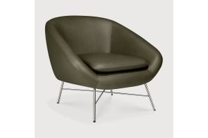 ETHNICRAFT BARROW LOUNGE CHAIR - GREEN LEATHER 20158 STEEL LEGS