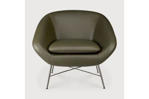 ETHNICRAFT BARROW LOUNGE CHAIR - GREEN LEATHER 20158 STEEL LEGS