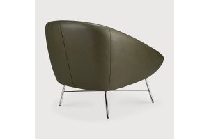ETHNICRAFT BARROW LOUNGE CHAIR - GREEN LEATHER 20158 STEEL LEGS