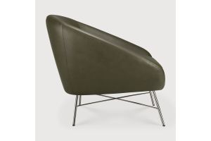 ETHNICRAFT BARROW LOUNGE CHAIR - GREEN LEATHER 20158 STEEL LEGS